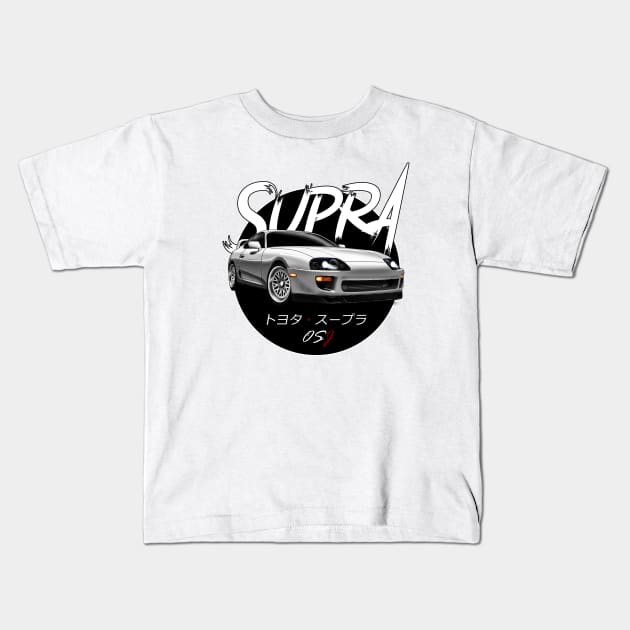 JDM A80 White Black Sun Edition Kids T-Shirt by OSJ Store